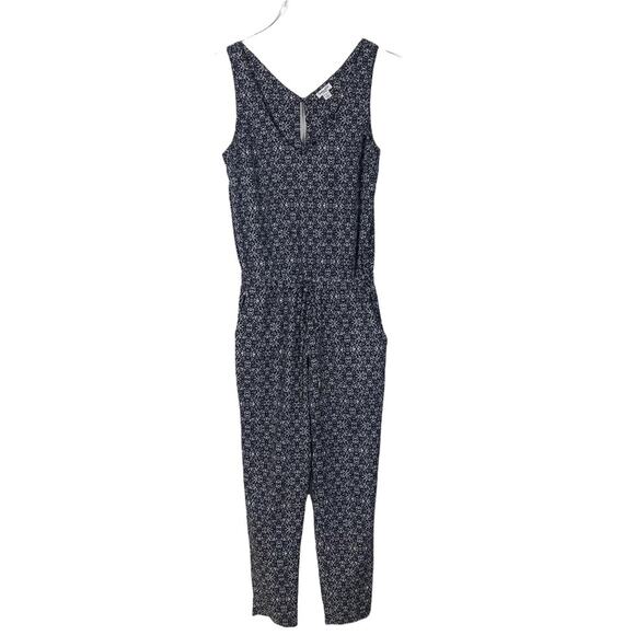 Splendid Hingham Jumpsuit Floral Sleeveless Navy White Size XS - Picture 2 of 10